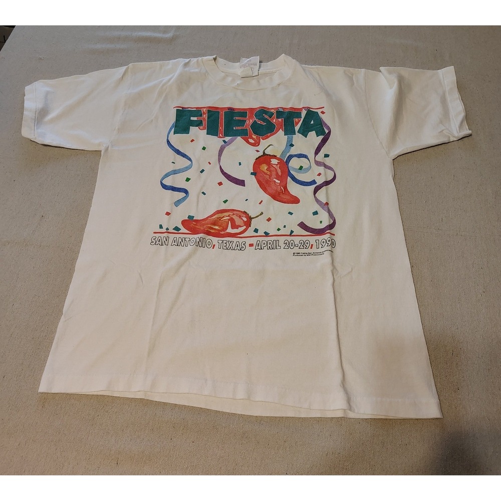 Vintage 90's Fiesta San Antonio Texas T Shirt Large Chili Pepper Fiesta LL‎